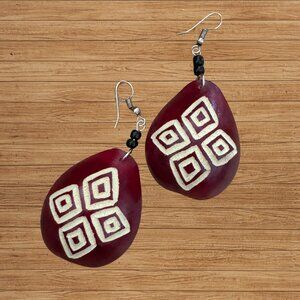 "The Tumaini Teardrop" – Hand-Carved African Calabash Earrings from Kenya